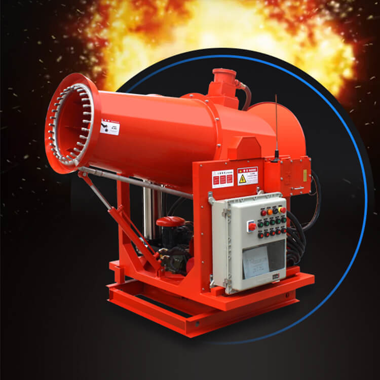 郑通雾炮机厂家所研发的远程全自动控尘雾炮机由：风筒（喷嘴扇叶等）、水泵、左右旋转系统（回转支承）以及?？刈爸?个部分组成